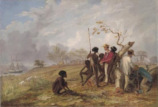Thomas Baines Thomas Baines with Aborigines near the mouth of the Victoria River, N.T. oil painting image